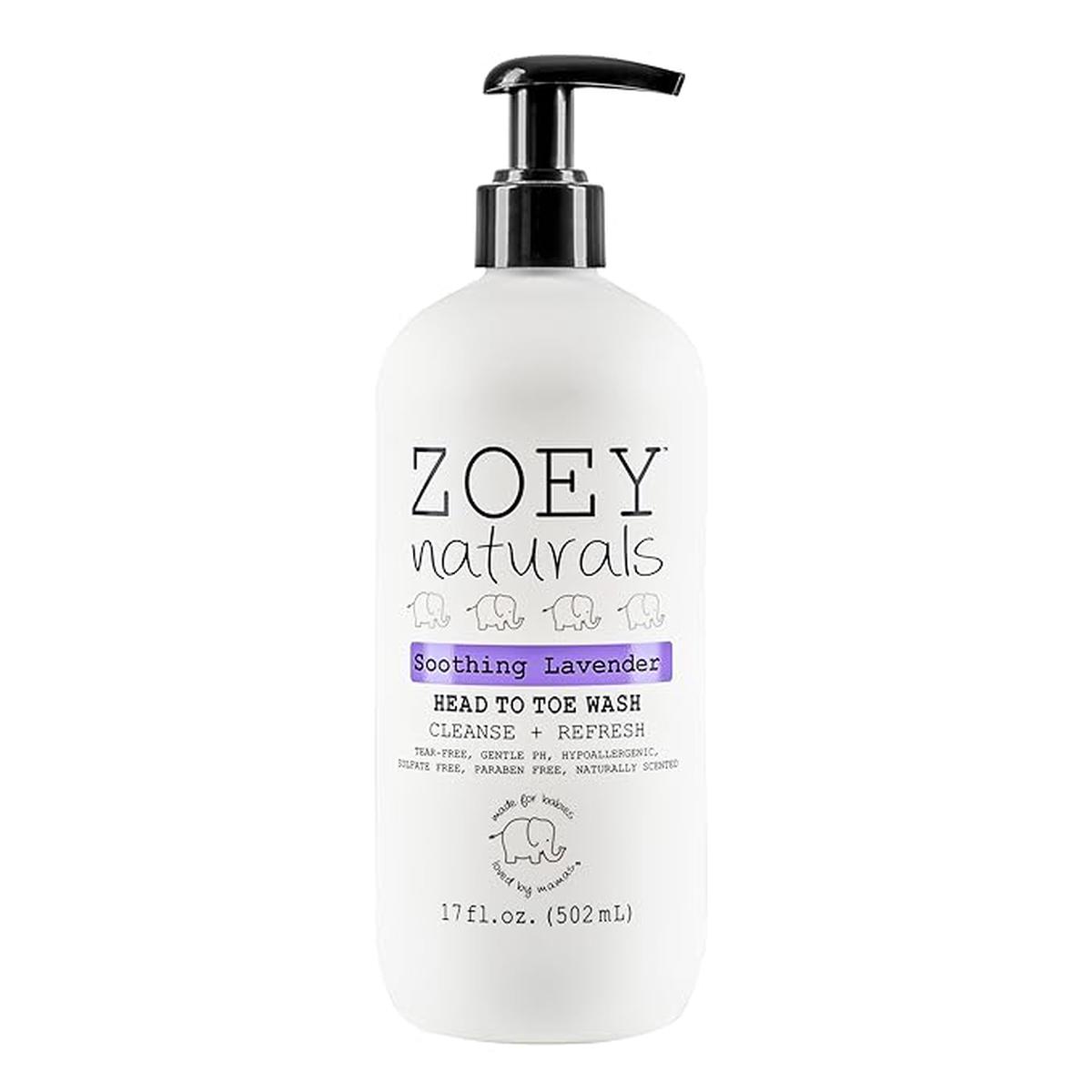 Zoey Naturals - Soothing Lavender Wash & Shampoo - Toddlers & Kids - With Tear-free, Paraben-Free, All Natural Ingredients for Sensitive Skin- 17 Oz