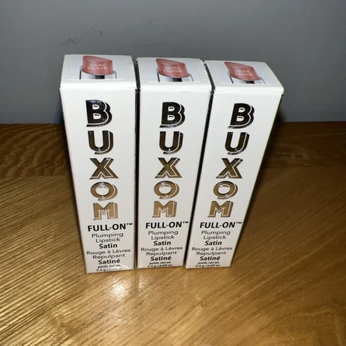 Lot of Three New Buxom SKIN TEASE Full On Plumping Lipstick Satin .09 oz