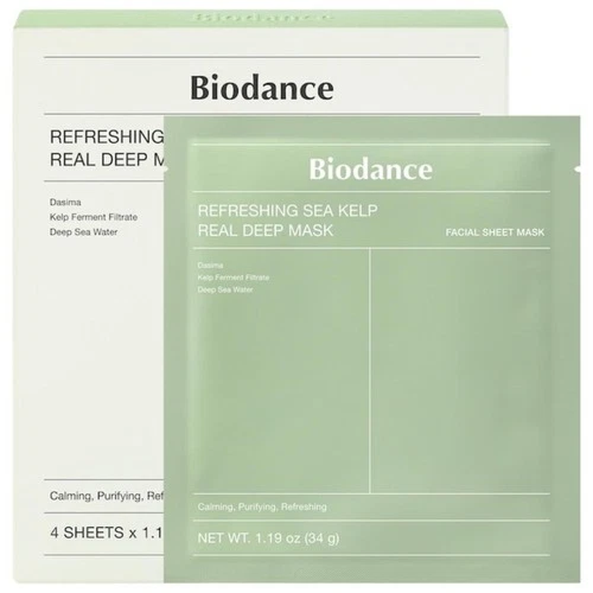 Refreshing Sea Kelp Facial Sheet Mask - Pack of 4