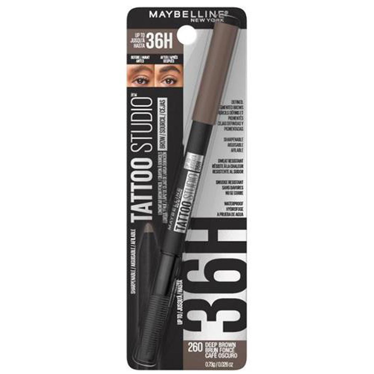 Maybelline Tattoo Studio 36H Pigment Brow Pencil 260 Deep Brown 8211 0026oz